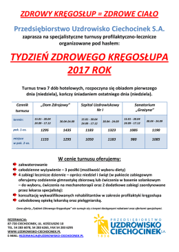 Tydzień Zdrowego Kręgosłupa - Przedsiębiorstwo Uzdrowisko