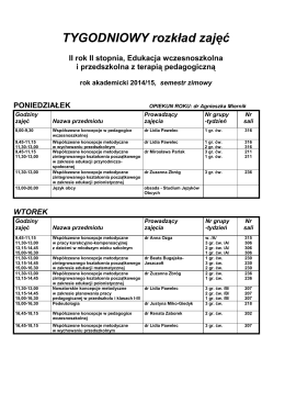TYGODNIOWY rozkład zajęć