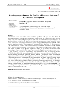 Running preparation and the final decathlon score in terms of sports