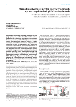 Ocena bioaktywności in-vitro warstw tytanowych