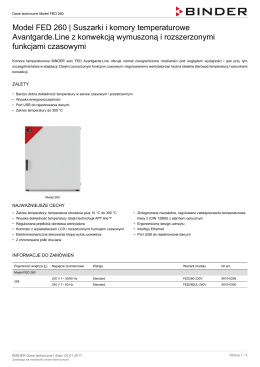 Model FED 260 | Suszarki i komory temperaturowe