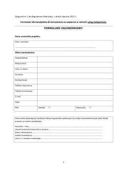 Formularz dla kandydata do korzystania ze wsparcia w