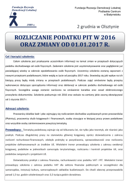 rozliczanie podatku pit w 2016 oraz zmiany od 01.01.2017 r.