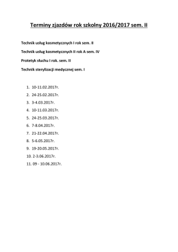 Terminy zjazdów rok szkolny 2016semII