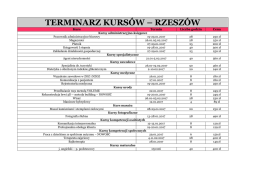 terminarz kursów – rzeszów