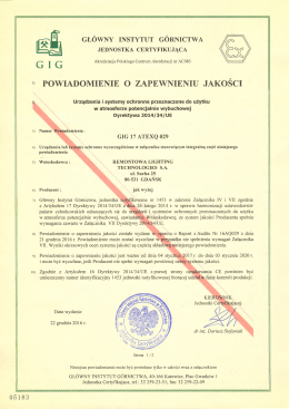 powiadomienie o zapewnieniu jakości