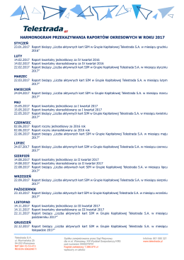 harmonogram przekazywania raport&oacute;w 2017