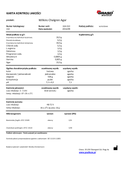 KARTA KONTROLI JAKOŚCI Wilkins Chalgren Agar
