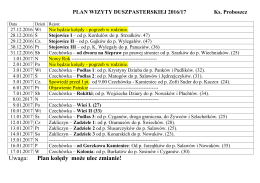 Uwaga: Plan kolędy może ulec zmianie!