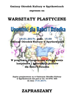 plakat warsztaty artystyczne Upominki Dla Babci i Dziadka