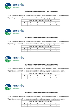 terminy odiboru odpadów 2017 roku terminy odiboru odpadów 2017