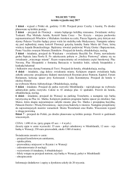 WŁOCHY 7 DNI termin wyjazdu maj 2017 1 dzień