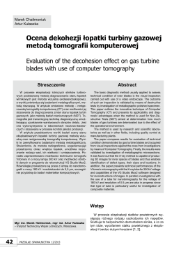 Ocena dekohezji łopatki turbiny gazowej metodą tomografii