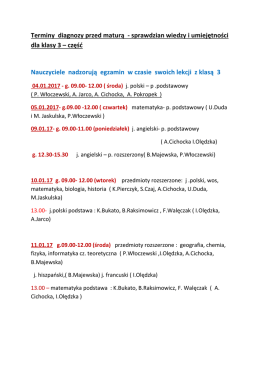 Terminy diagnozy przed maturą - sprawdzian wiedzy i umiejętności