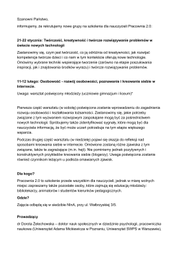 21-22 stycznia: Tw&oacute;rczo