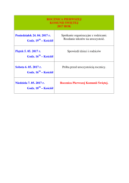 ROCZNICA PIERWSZEJ KOMUNII ŚWIĘTEJ 2017 ROK