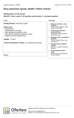 Zlecę wykonanie ogrodu, działka 1153m2, Poznań