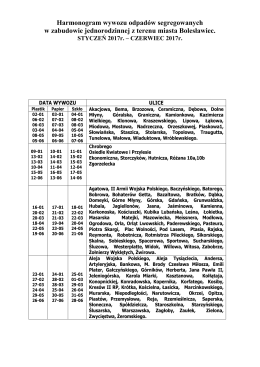 Harmonogram wywozu odpad&oacute;w segregowanych