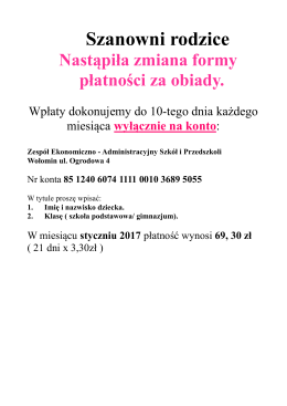 Nowa forma płatności za obiady