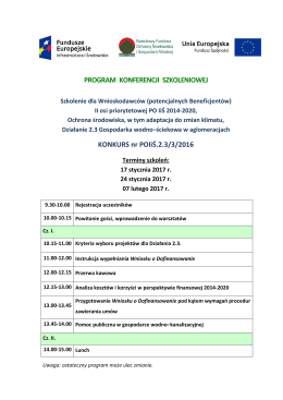 PROGRAM KONFERENCJI SZKOLENIOWEJ