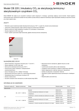 Model CB 220 | Inkubatory CO2 ze sterylizacją termiczną i