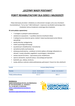 &bdquo;LECZYMY WADY POSTAWY&rdquo; POBYT REHABILITACYJNY DLA