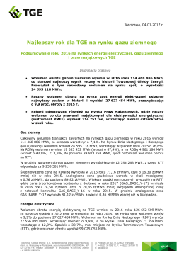 . - Towarowa Giełda Energii SA