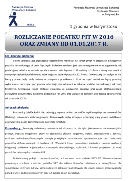 rozliczanie podatku pit w 2016 oraz zmiany od 01.01.2017 r.