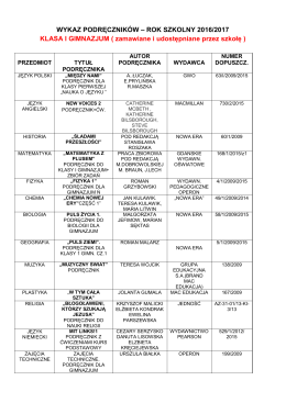 lista podręczników do dla klasy I Gimnazjum