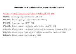 HARMONOGRAM SPOTKAŃ Z RODZICAMI W ROKU SZKOLNYM