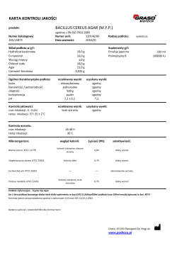 karta kontroli jakości bacillus cereus agar (myp)