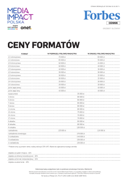 CENY FORMATÓW