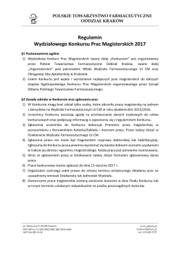 Regulamin Wydziałowego Konkursu Prac Magisterskich 2017