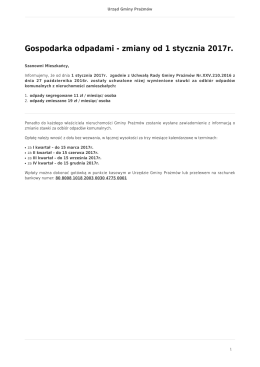 Gospodarka odpadami - zmiany od 1 stycznia 2017r.