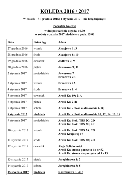 KOLĘDA 2016 / 2017