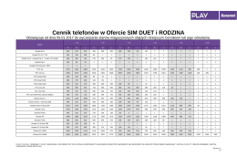 Cennik telefonów w Ofercie SIM DUET i RODZINA