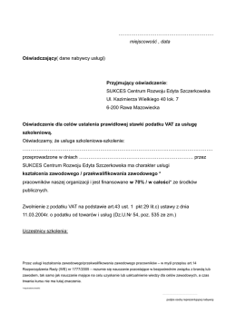 Oświadczenie o zwolnieniu z VAT