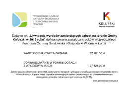 Zadanie pn. „Likwidacja wyrobów zawierających azbest