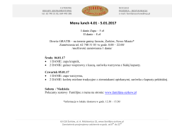 Menu lunch 4.01 - 5.01.2017