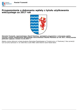 Przypomnienie o dokonaniu wpłaty z tytułu