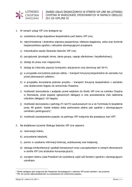 Zakres usług świadczonych w strefie VIP Line