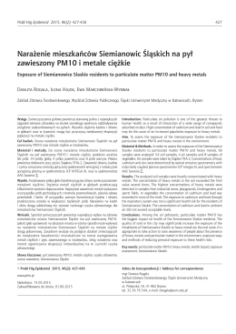 Exposure of Siemianowice Slaskie residents to particulate matter