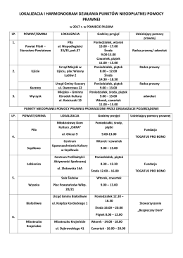 Harmonogram pomocy prawnej - Starostwo Powiatowe w Pile