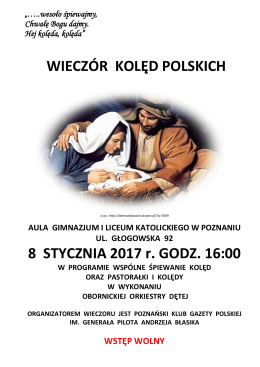 WIECZÓR KOLĘD POLSKICH 8 STYCZNIA 2017 r