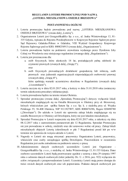 Regulami loterii mieszkaniowej "OSIEDLE