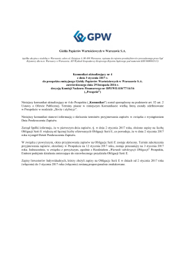 Giełda Papierów Wartościowych w Warszawie SA Komunikat