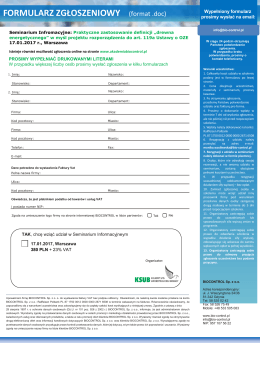 FORMULARZ ZGŁOSZENIOWY FORMULARZ