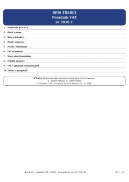 SPIS TREŚCI Poradnik VAT za 2016 r.