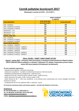 Cennik pobytów leczniczych 2017