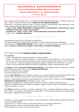 Uroczystość Świętej Bożej Rodzicielki Maryi